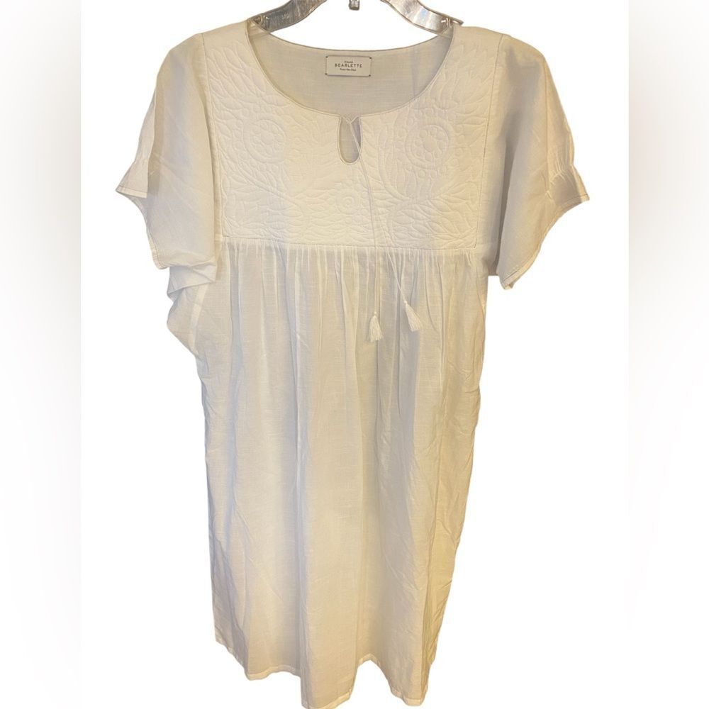 Ateliers Scarlette Sz XL* NWOT Crisp White Luxury Quilted Cotton Flowy Nightgown